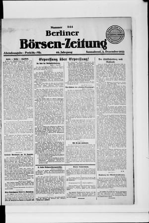 Berliner Börsen-Zeitung vom 02.12.1922