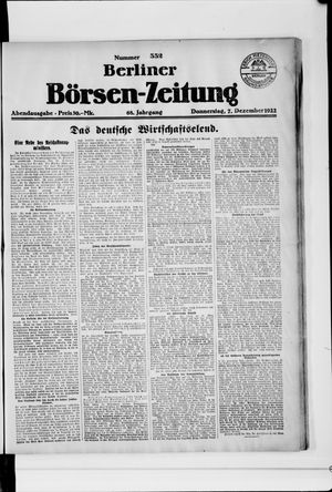 Berliner Börsen-Zeitung vom 07.12.1922