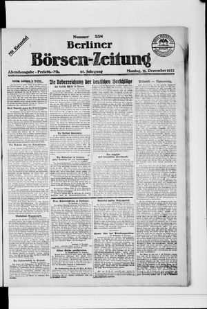 Berliner Börsen-Zeitung vom 11.12.1922