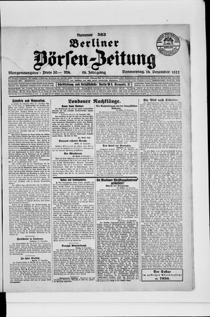 Berliner Börsen-Zeitung vom 14.12.1922