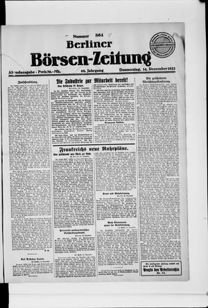 Berliner Börsen-Zeitung vom 14.12.1922