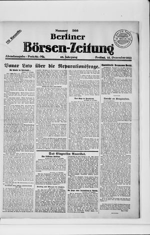 Berliner Börsen-Zeitung vom 15.12.1922