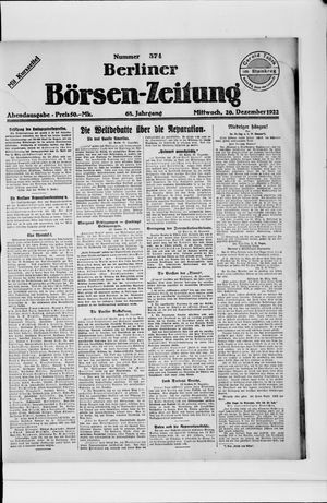 Berliner Börsen-Zeitung on Dec 20, 1922