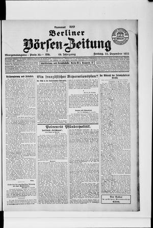 Berliner Börsen-Zeitung vom 22.12.1922