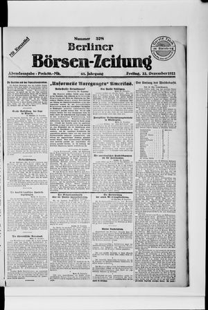 Berliner Börsen-Zeitung vom 22.12.1922
