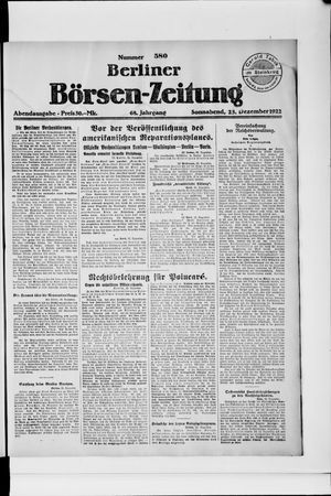 Berliner Börsen-Zeitung vom 23.12.1922