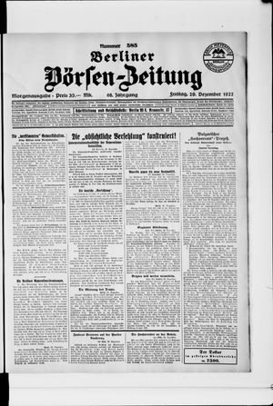 Berliner Börsen-Zeitung vom 29.12.1922