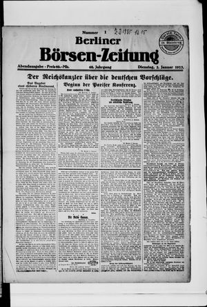 Berliner Börsen-Zeitung vom 02.01.1923