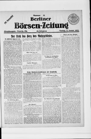 Berliner Börsen-Zeitung vom 08.01.1923
