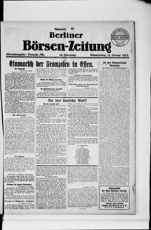 Berliner Börsen-Zeitung on Jan 11, 1923
