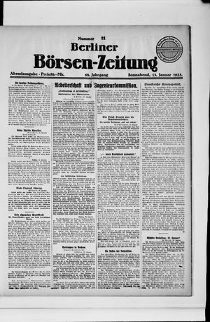 Berliner Börsen-Zeitung on Jan 13, 1923