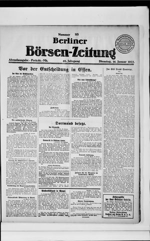 Berliner Börsen-Zeitung on Jan 16, 1923