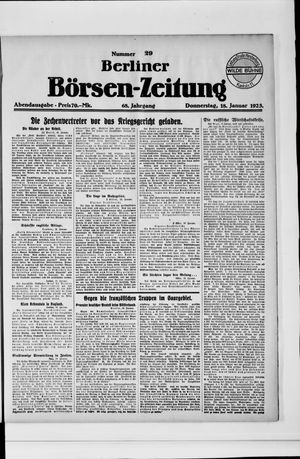 Berliner Börsen-Zeitung vom 18.01.1923
