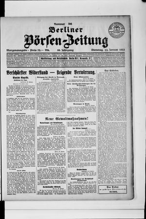 Berliner Börsen-Zeitung on Jan 23, 1923