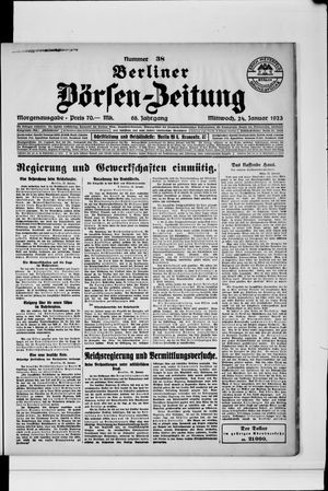 Berliner Börsen-Zeitung on Jan 24, 1923
