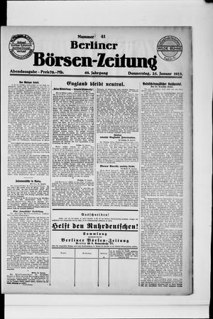 Berliner Börsen-Zeitung on Jan 25, 1923