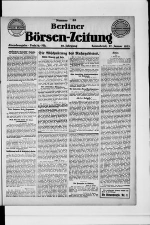 Berliner Börsen-Zeitung on Jan 27, 1923