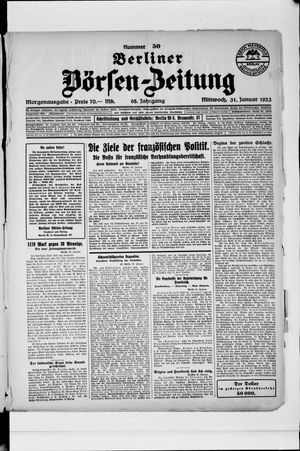 Berliner Börsen-Zeitung vom 31.01.1923