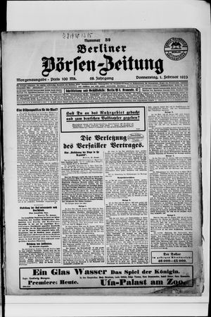 Berliner Börsen-Zeitung vom 01.02.1923