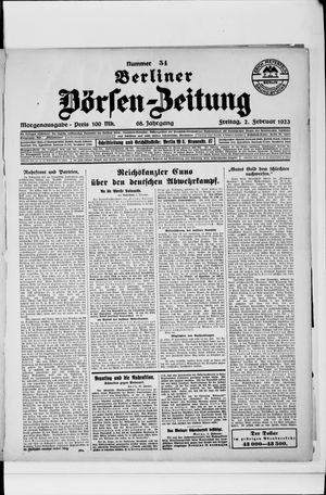 Berliner Börsen-Zeitung vom 02.02.1923