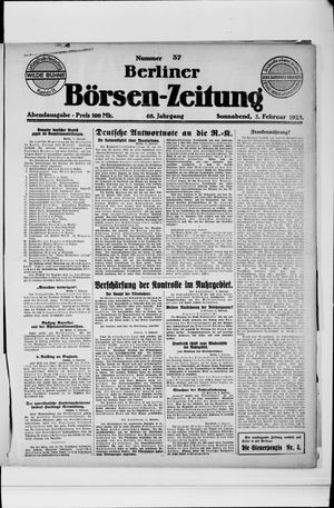 Berliner Börsen-Zeitung on Feb 3, 1923