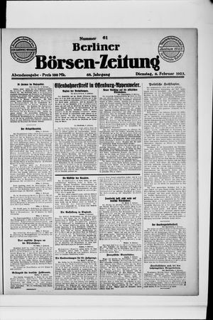 Berliner Börsen-Zeitung vom 06.02.1923