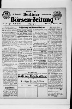 Berliner Börsen-Zeitung vom 07.02.1923