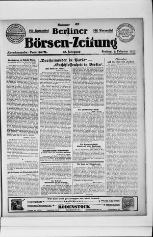 Berliner Börsen-Zeitung vom 09.02.1923