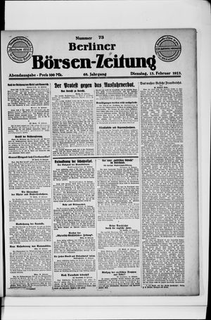 Berliner Börsen-Zeitung on Feb 13, 1923