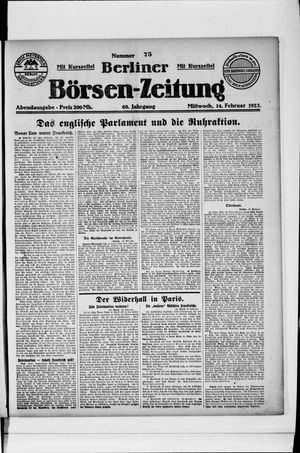 Berliner Börsen-Zeitung on Feb 14, 1923