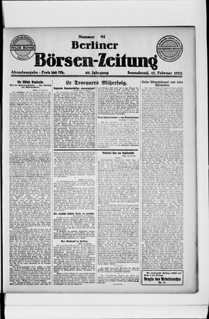 Berliner Börsen-Zeitung vom 17.02.1923