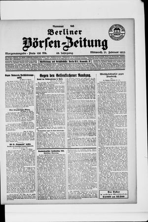Berliner Börsen-Zeitung vom 21.02.1923