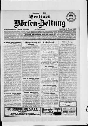 Berliner Börsen-Zeitung vom 09.03.1923