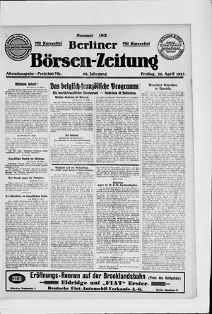 Berliner Börsen-Zeitung vom 20.04.1923