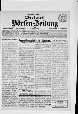 Berliner Börsen-Zeitung on Apr 21, 1923