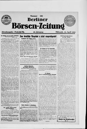 Berliner Börsen-Zeitung vom 25.04.1923
