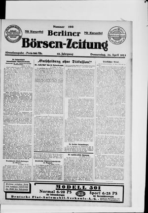 Berliner Börsen-Zeitung on Apr 26, 1923