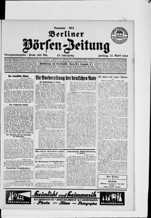 Berliner Börsen-Zeitung vom 27.04.1923