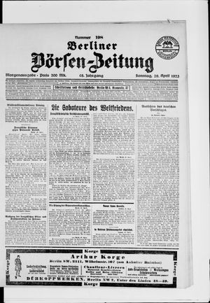 Berliner Börsen-Zeitung vom 29.04.1923