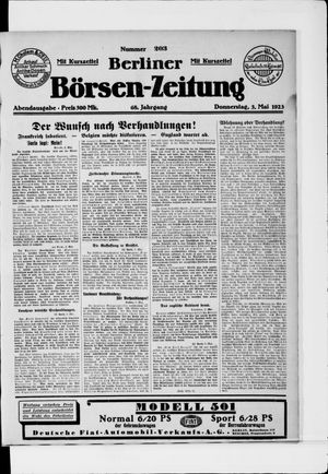 Berliner Börsen-Zeitung vom 03.05.1923