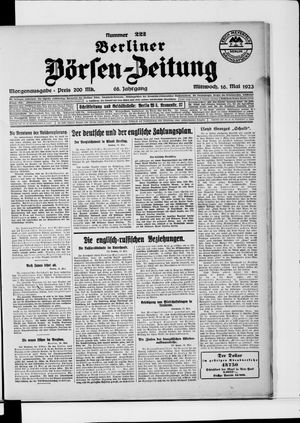 Berliner Börsen-Zeitung vom 16.05.1923