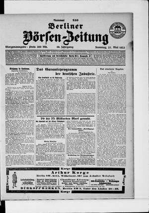 Berliner Börsen-Zeitung vom 27.05.1923