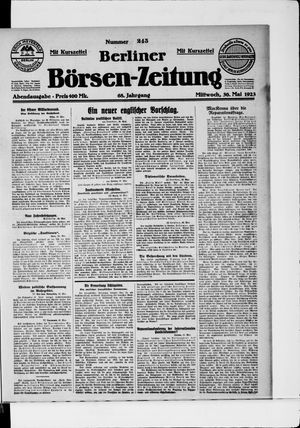 Berliner Börsen-Zeitung on May 30, 1923