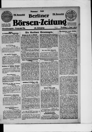Berliner Börsen-Zeitung vom 01.06.1923
