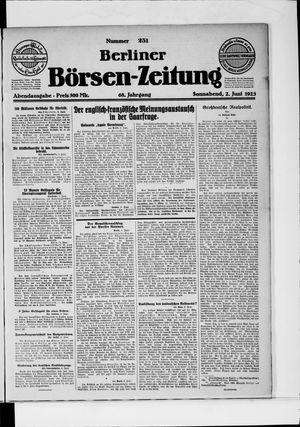 Berliner Börsen-Zeitung on Jun 2, 1923
