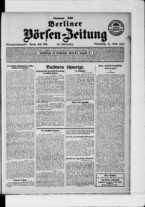 Berliner Börsen-Zeitung on Jun 12, 1923