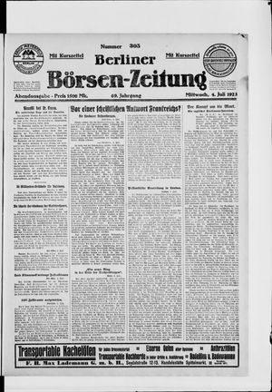 Berliner Börsen-Zeitung vom 04.07.1923