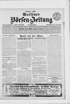 Berliner Börsen-Zeitung on Jul 22, 1923