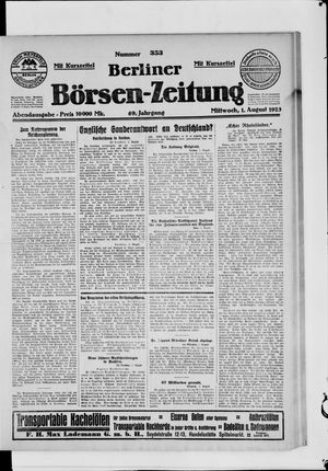Berliner Börsen-Zeitung vom 01.08.1923