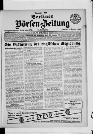 Berliner Börsen-Zeitung vom 03.08.1923